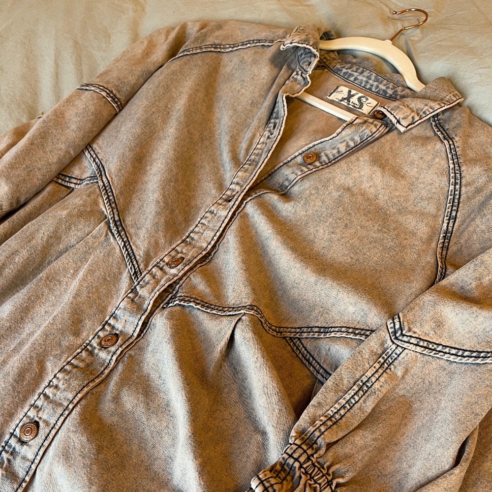 Free People Hannah denim dress *rose acid wash color*